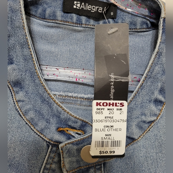 Allegra K Shortsleeve Cropped Jean Jacket - Picture 6 of 7